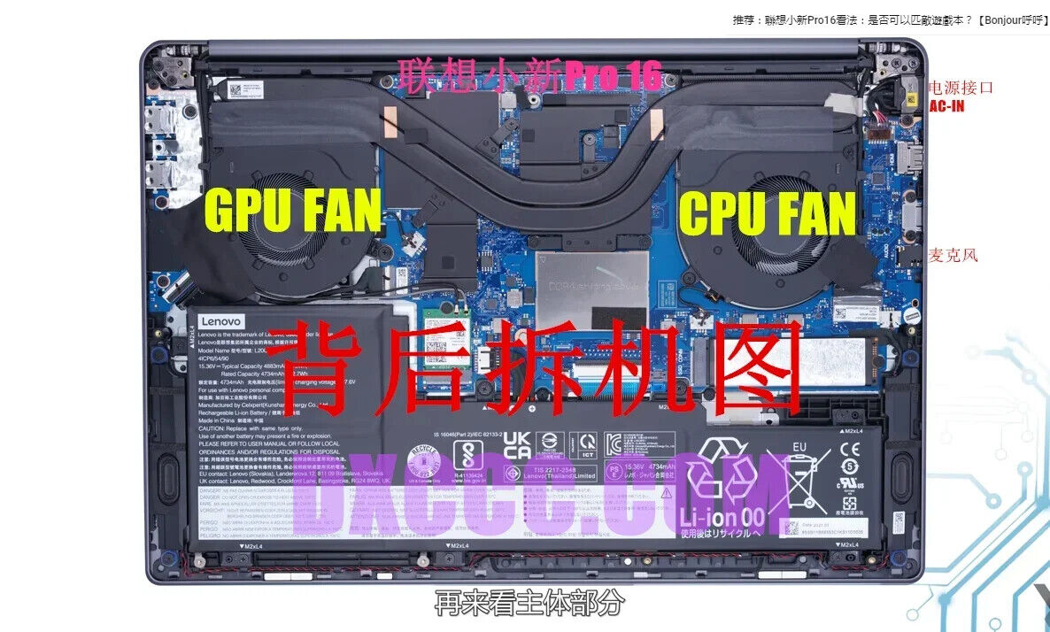 Lenovo Yoga Slim 7 Pro 16ACH6 - Type 82QQ CPU COOLING FAN (5F10S13964)