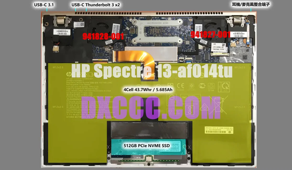 SUNON EG50040S1-CA50-S9A  EG50040S1-CA90-S9A  941827-001  941828-001 FOR HP Spectre 13-AF 13-AF014tu 13-AF002LA 13-AF009TU 13-AF027TU CPU COOLING FAN