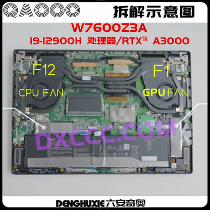 ASUS ProArt Studiobook Pro 16 OLED W7600Z3A CPU & GPU COOLING FAN (2022) Intel Core i9 | RTX A3000