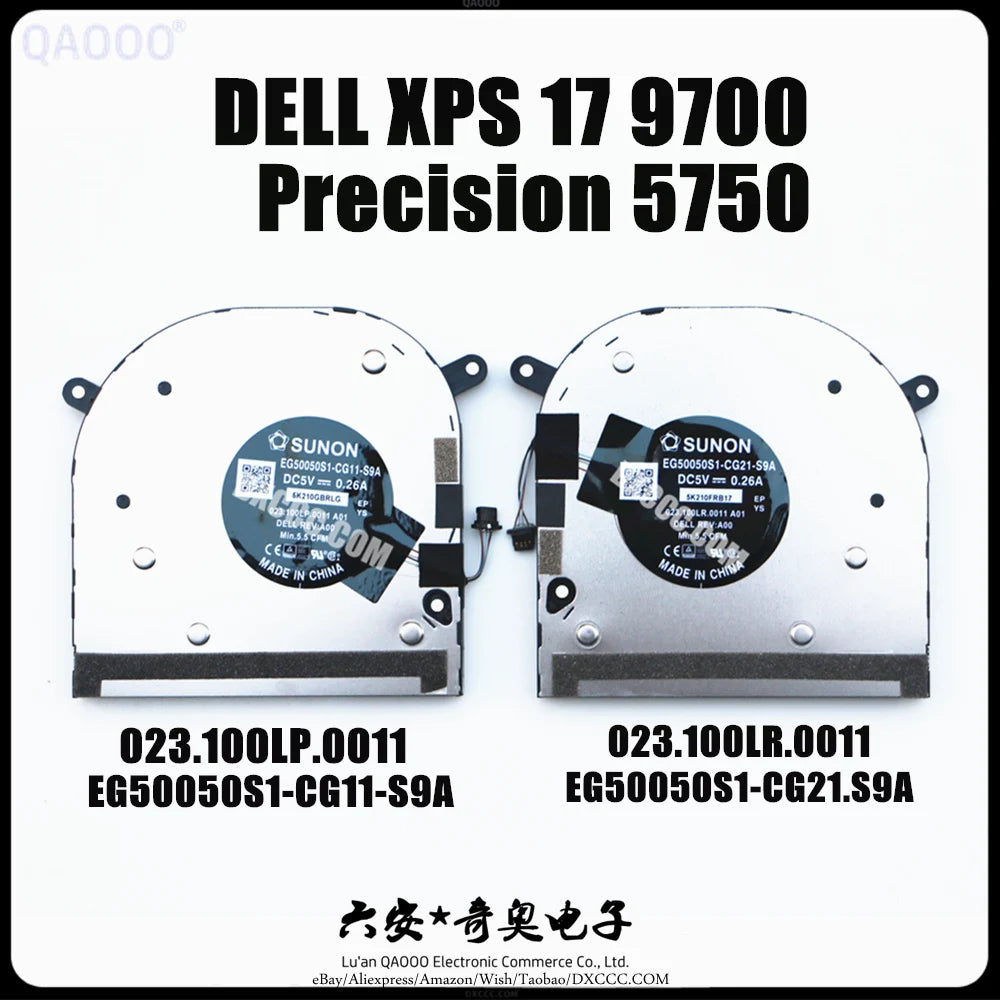 CN-0XR6Y CN-C4YVP SUNON EG50050S1-CG11-S9A 023.100LP.0011 EG50050S1-CG21-S9A 023100LR.001 FOR DELL XPS 17 9700 9710 CPU COOLING FAN